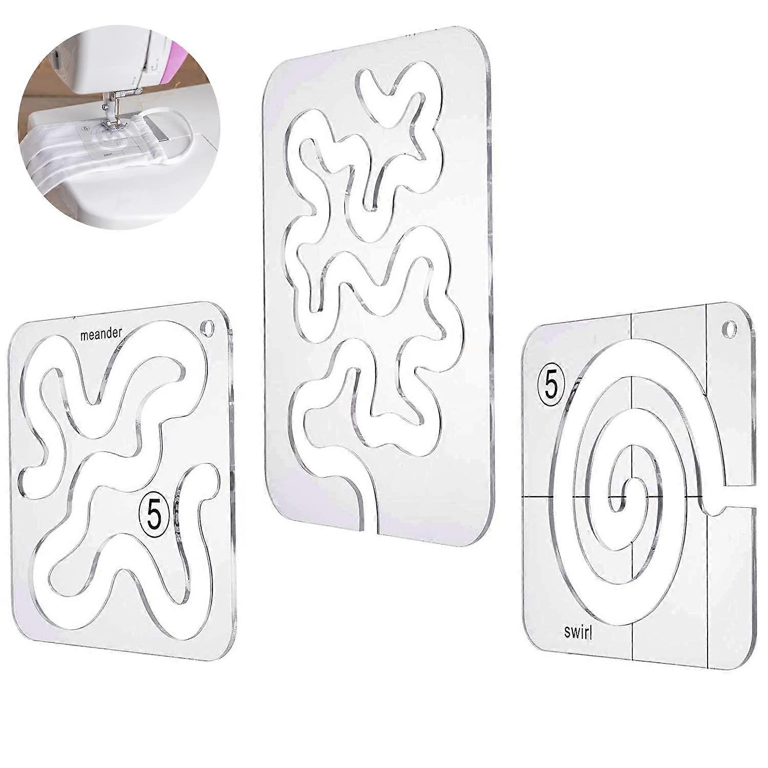 3 Pieces Acrylic Quilting Stencil Set for Freehand Quilting, Transparent Sewing Ruler Templates for DIY Patchwork Projects