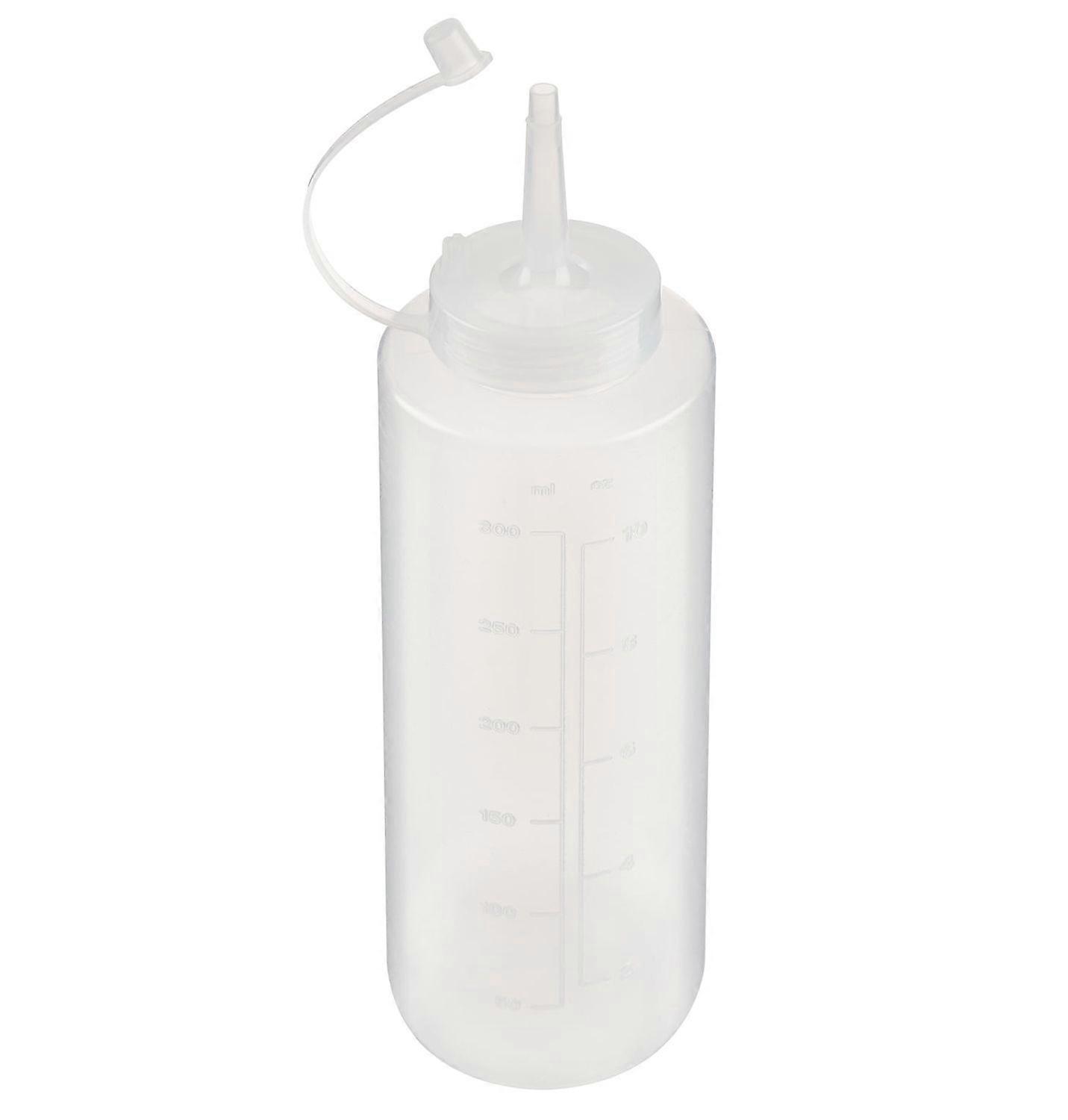 Plastic 10 Oz Condiment Squeeze Bottle, White, With Graduated Scale For Precise Dosing