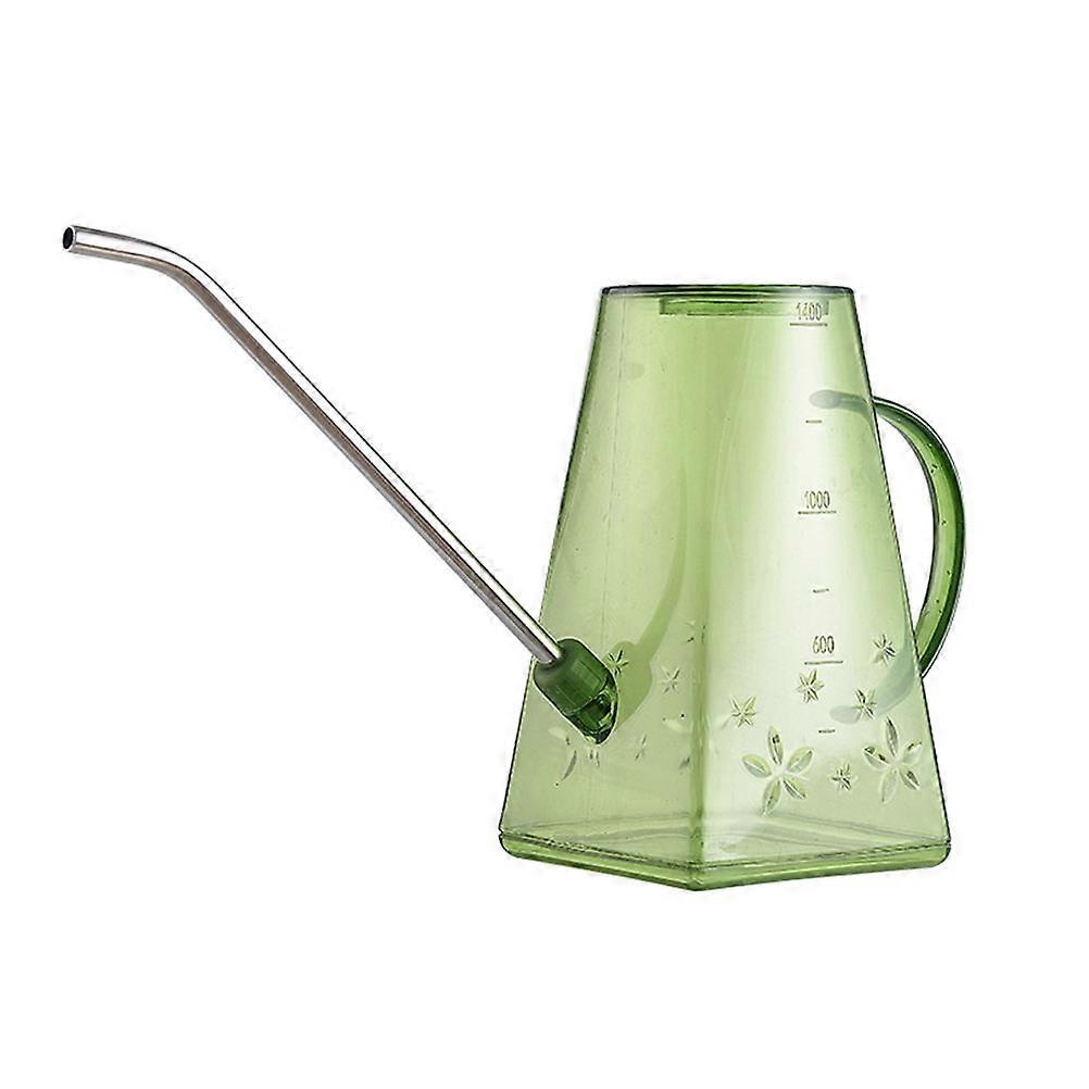 Light Green Watering Can with Long Spout Made of Plastic and Stainless Steel for Gardening 1pc