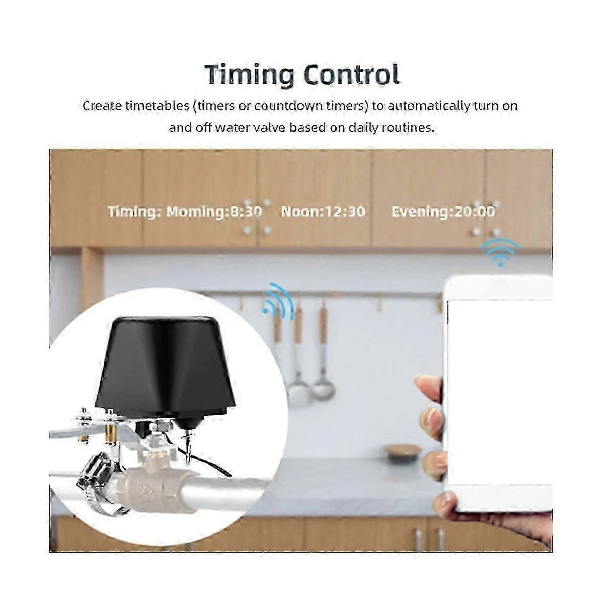 Smart Zigbee 3.0 Water Valve, Gas Valve, Mechanical Valve Switch, Bluetooth Valve Control Compatible with Certain Brands (AU Plug)
