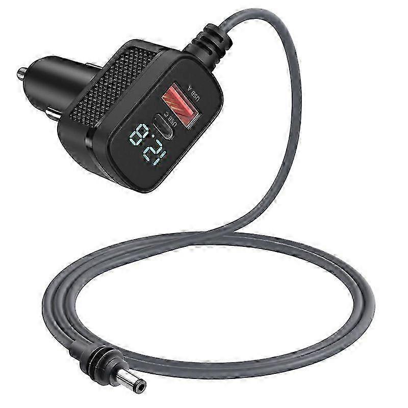Car Charger for Mini Power Cable,12V-48V Adapter with USB C Charging Port and LED Voltmeter Display 5 Meters