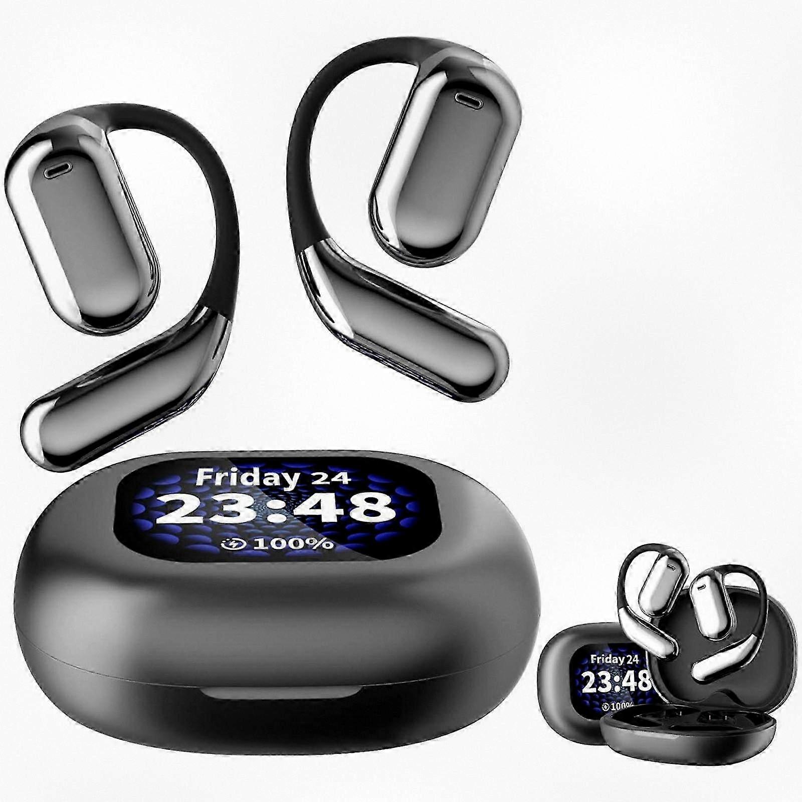 XP2 True Wireless Open Ear Earbuds Bluetooth 5.4 con display a LED, comode cuffie ad orecchio aperto per sport e attività all'aperto
