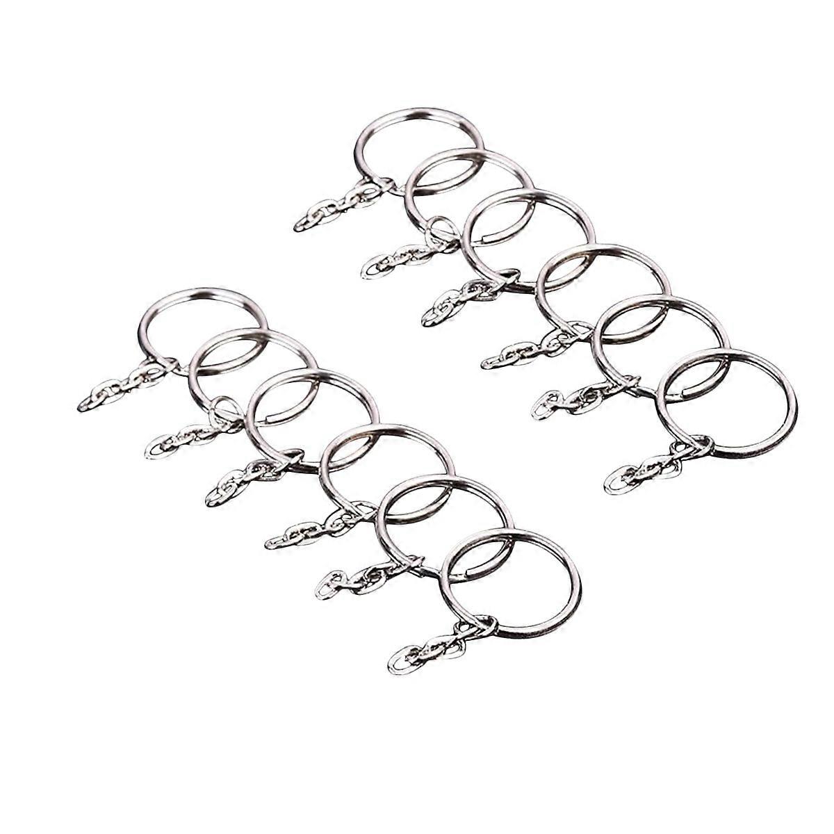 Split Keychains Rings Metal Keychain Silver Twisted Round for Decorative Use 5x2.5x0.2cm Iron 100Set