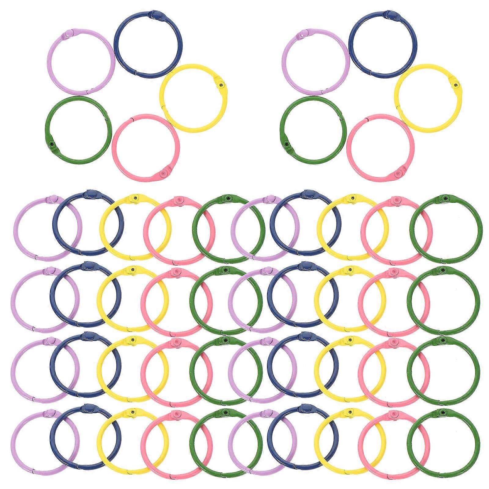 Book Rings Multi-Color Loose Leaf Binder Rings for Diy Projects Office Organization 50Pcs