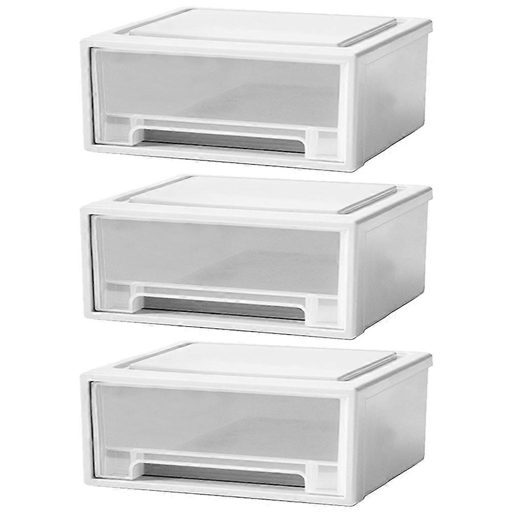 صندوق منظم تخزين مكتبي على غرار درج لمستحضرات التجميل والمجوهرات واللوازم المكتبية - مادة PP سهلة التنظيف ، تصميم أبيض بسيط للمنزل و