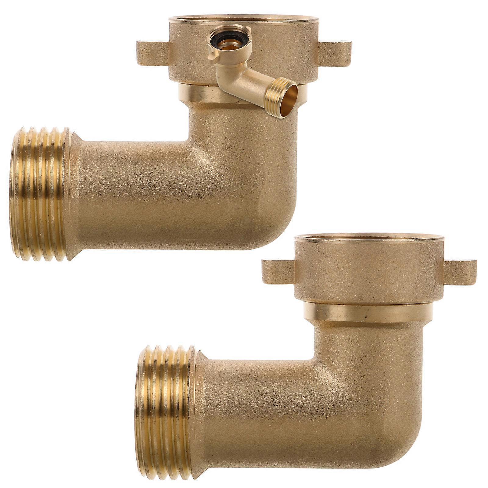 Faucet to Hose Adapter Connect Fitting Gardening 90-Degree Angle Brass 5.50X4.50X3.00CM Secure Connection 2Pcs