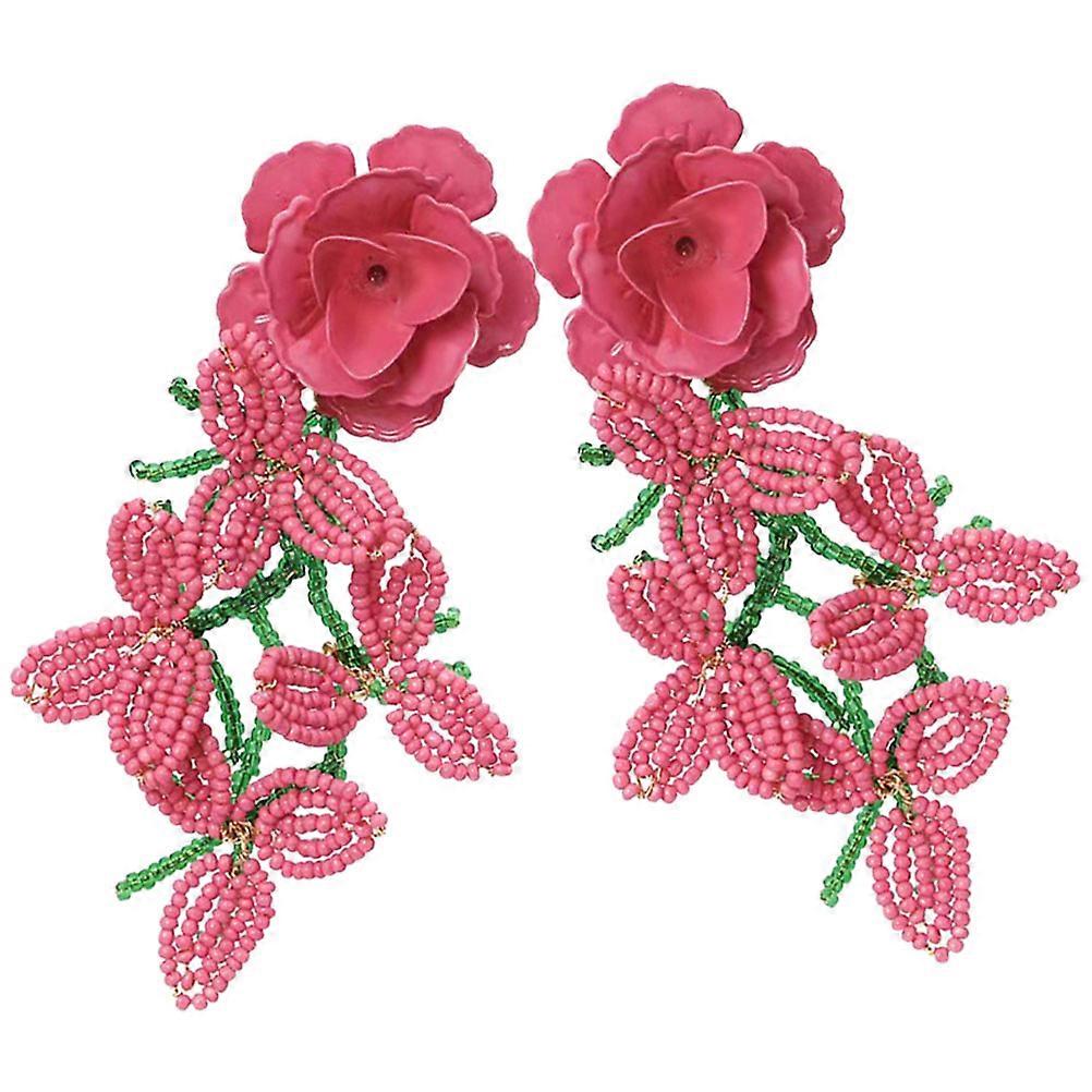 Flower Dangle Earrings Statement Earrings For Women Bohemian Dangle Decorative 1 Pair Size 10X5X2Cm