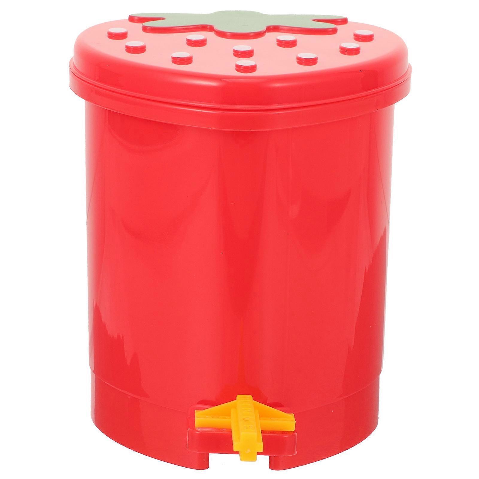 Trash Can Cartoon Strawberry Shaped Mini Plastic Desktop Trash Can Room Decor Assorted Color 13x10.5cm Storage 1Pcs