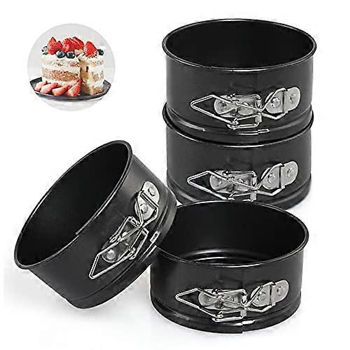 Small Springform Tin Set of 4, 4 Inch Non-Stick Mini Cake Baking Moulds with Removable Flat Base for Round Cakes