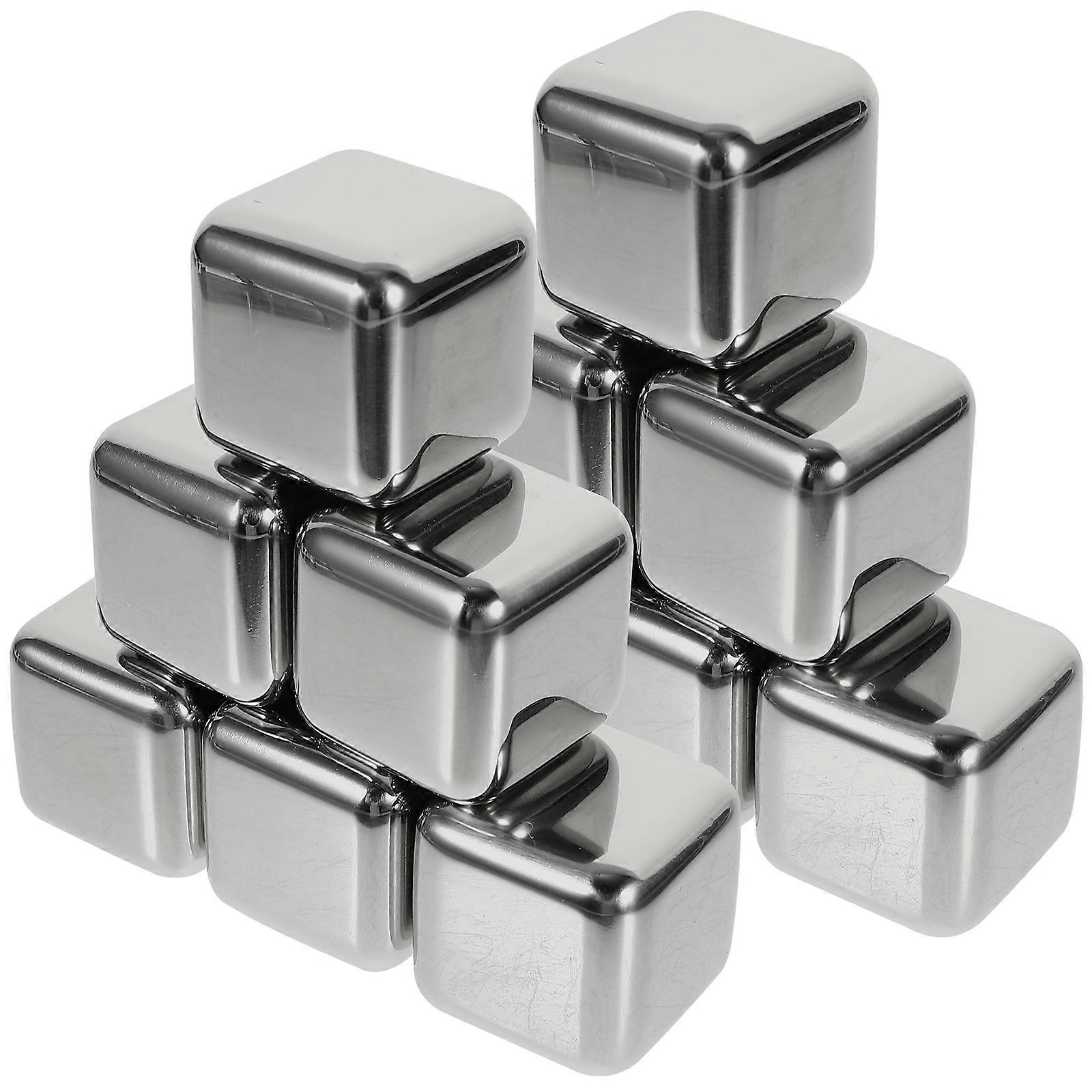 Rocks Chilling Stones Stainless Steel Ice Cube Reusable Whiskey Lovers 12Pcs Silver 2.70X2.70X2.70CM