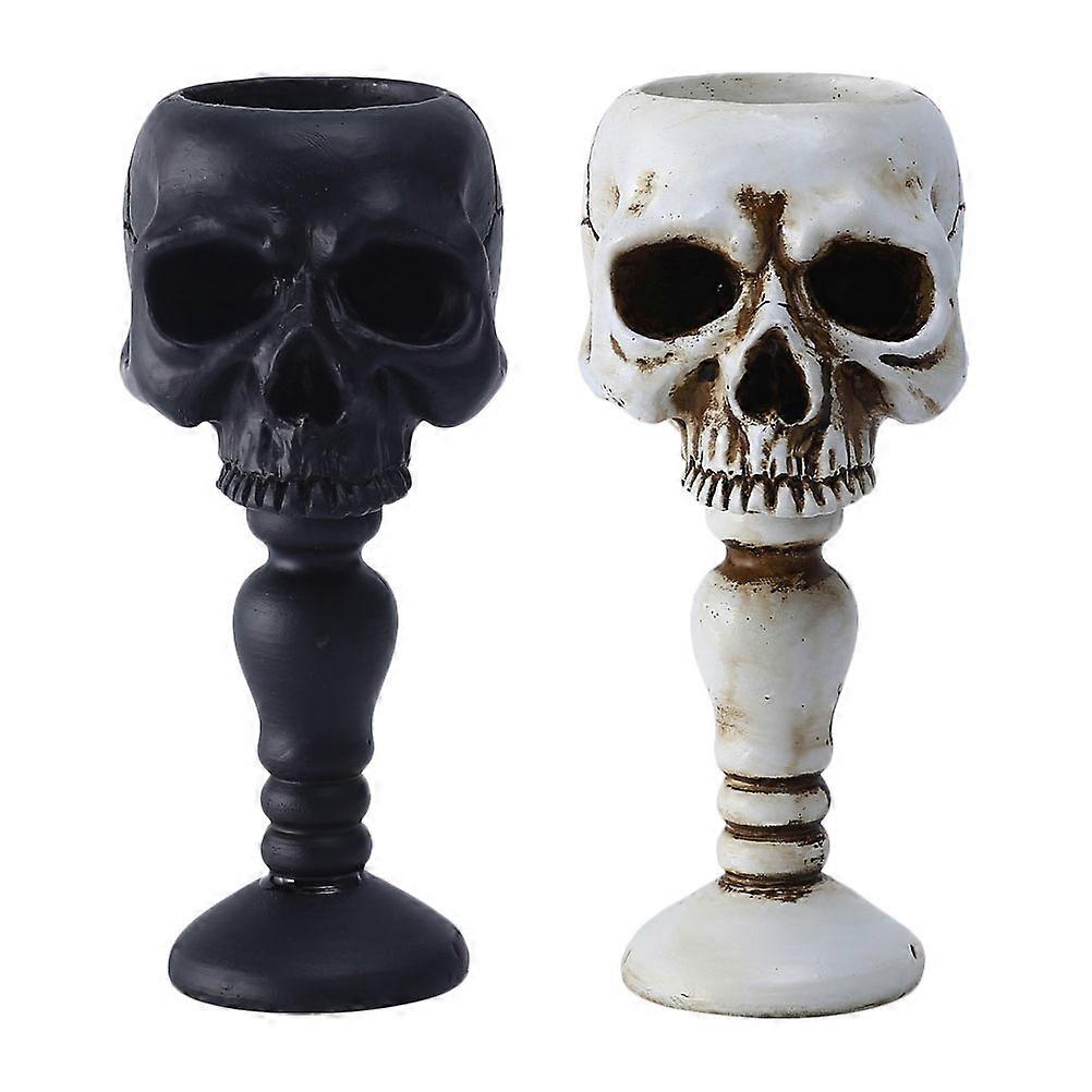Vintage Taper Candle Stick Holder Resin Skull Head Candlestick Home Decor 15x7.5cm 2Pcs