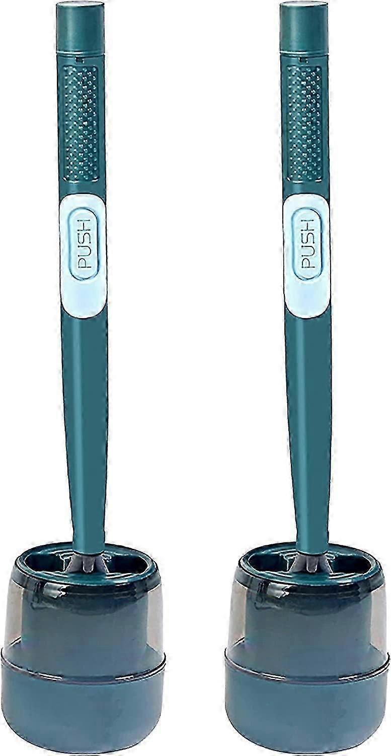 Wall-Mounted Silicone Toilet Brush Set - 2 Pack with Liquid Dispenser (White)