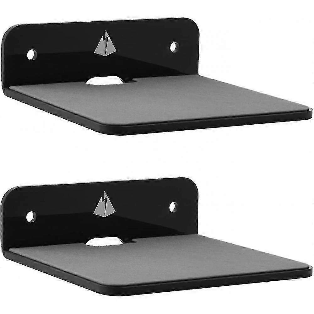 2 Pack Mini Floating Wall Shelf for Speaker, Black - Compact Size