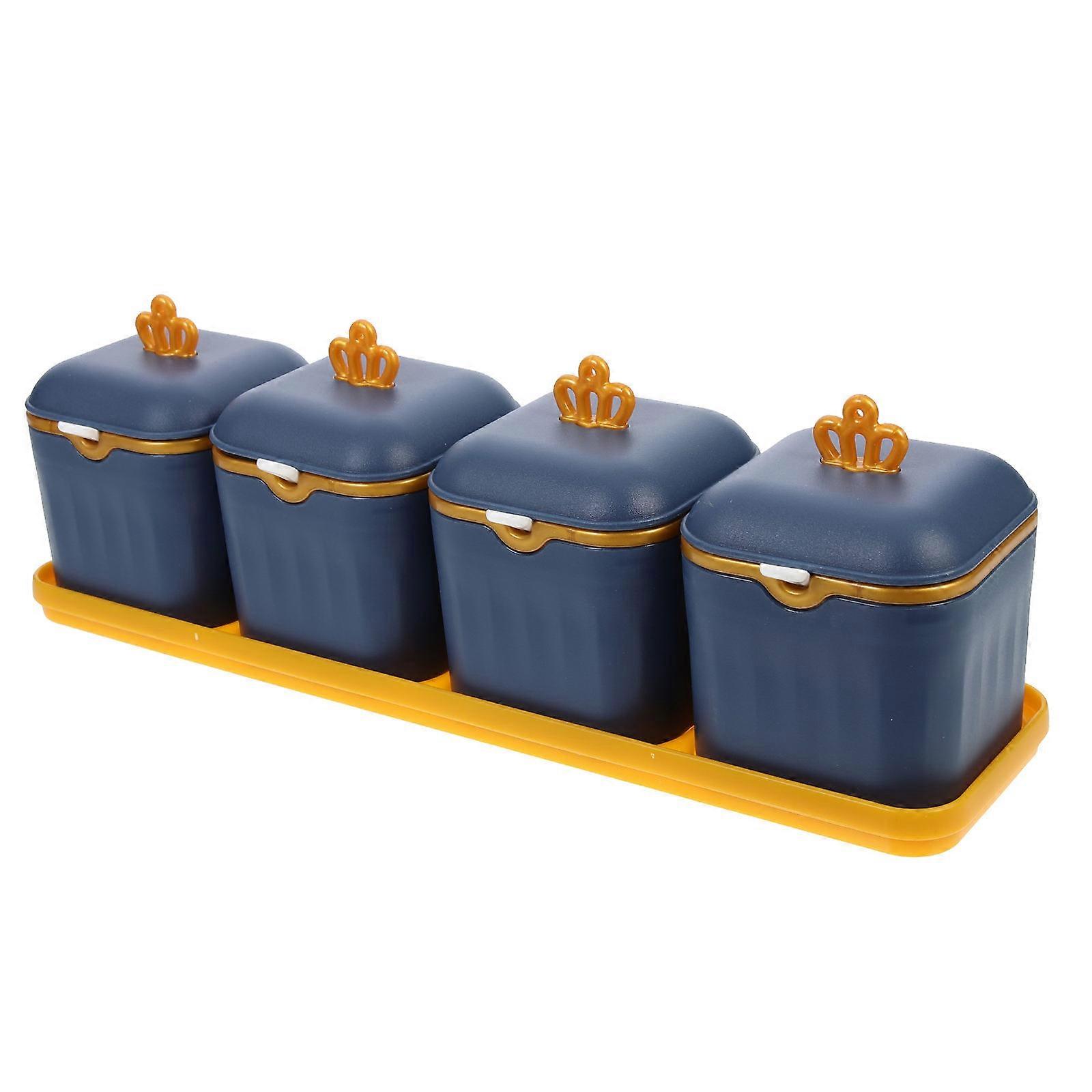 Kitchen Condiment Jars Kitchen Spice Box Nordic Style Seasoning Jar Blue 30X7.5X10CM Storing Pepper Powder 1 Set