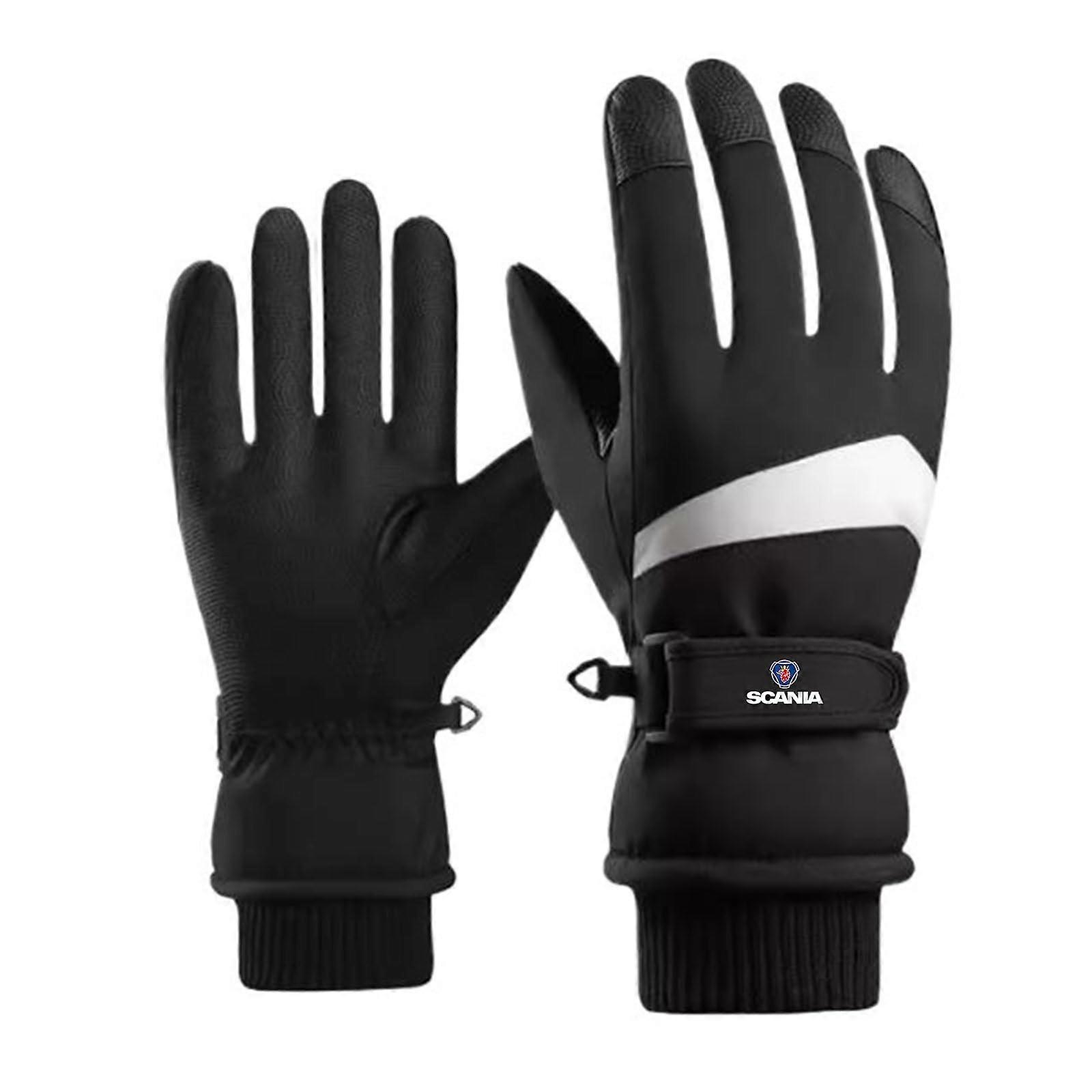 Winter Gloves for Men Sc.an.ia, Windproof Ski Gloves, Black Outdoor Gloves for Skiing, Hiking, Biking, Motorcycling, One Size