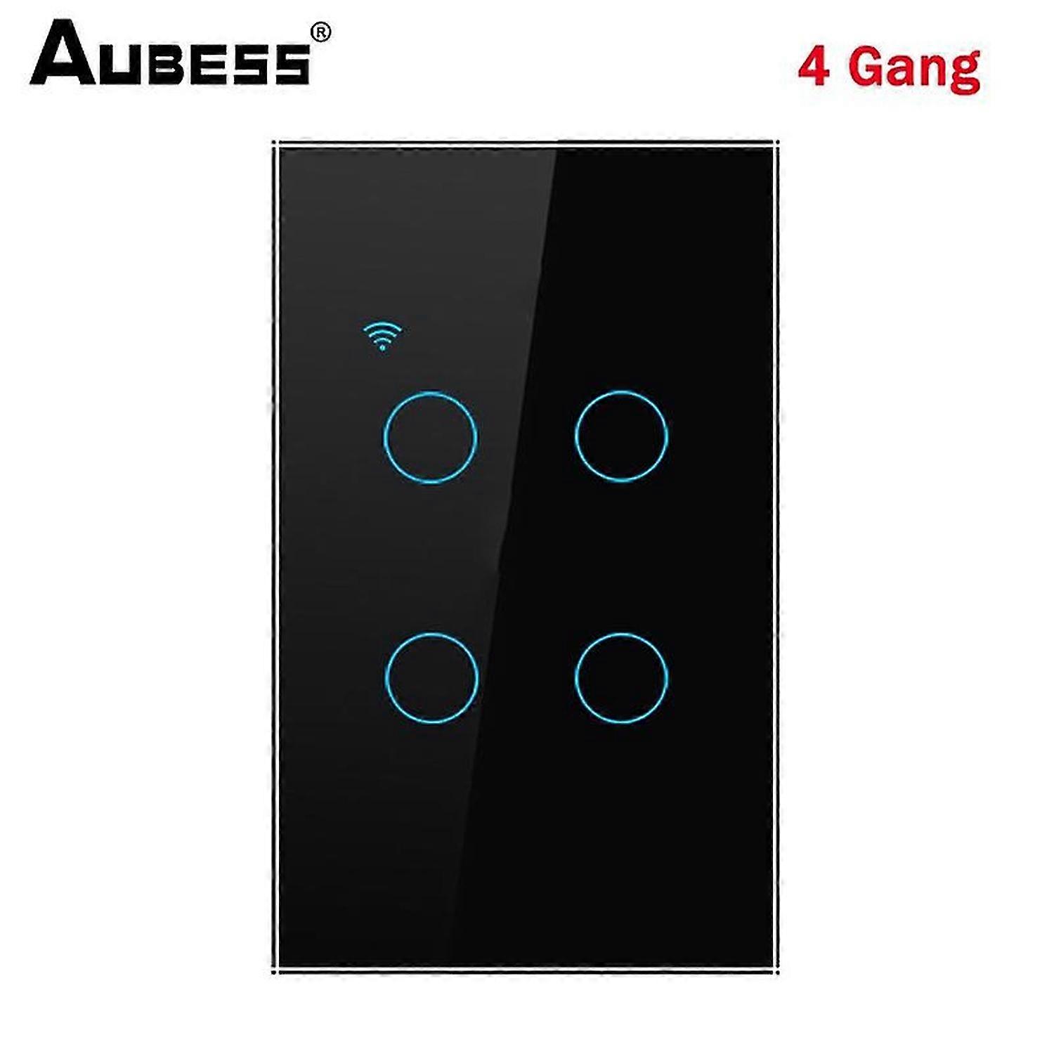 Aubess WiFi US Smart Switch 1/2/3/4 Gang Light Switch Need Neutral Wire Tuya Smart Life APP