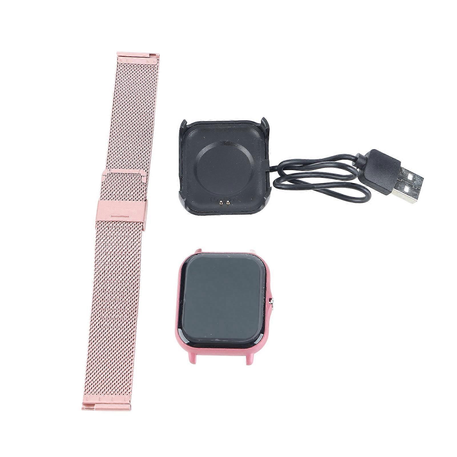 Pink Smart Sports Watch: 1.69" Touch Screen, 12 Modes, IP68 Waterproof, Bluetooth for Android