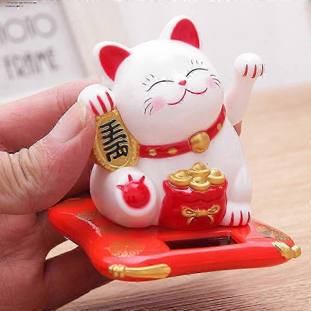 Solar Powered Maneki Neko Waving Arm Beckoning Fortune Cat Lucky Cat For Home