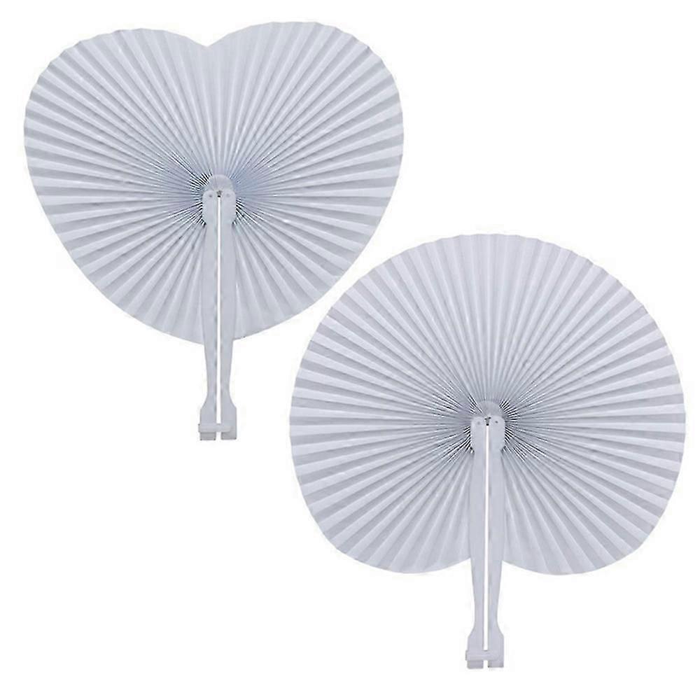 1Pc Decorative Folding Paper Crafts Paper Fans plastic handle For Wedding Party