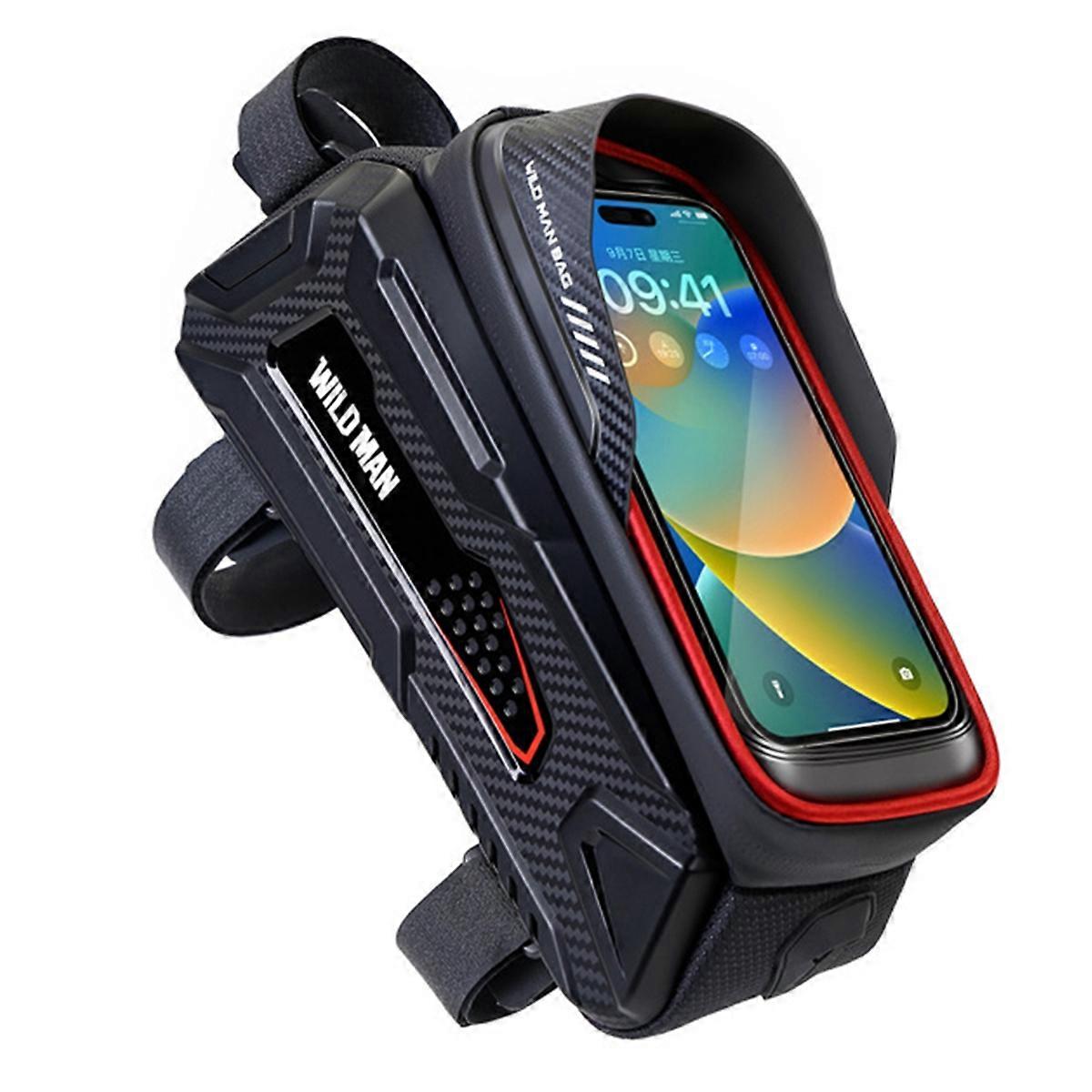 Waterproof Bicycle Front Bag Black+Red