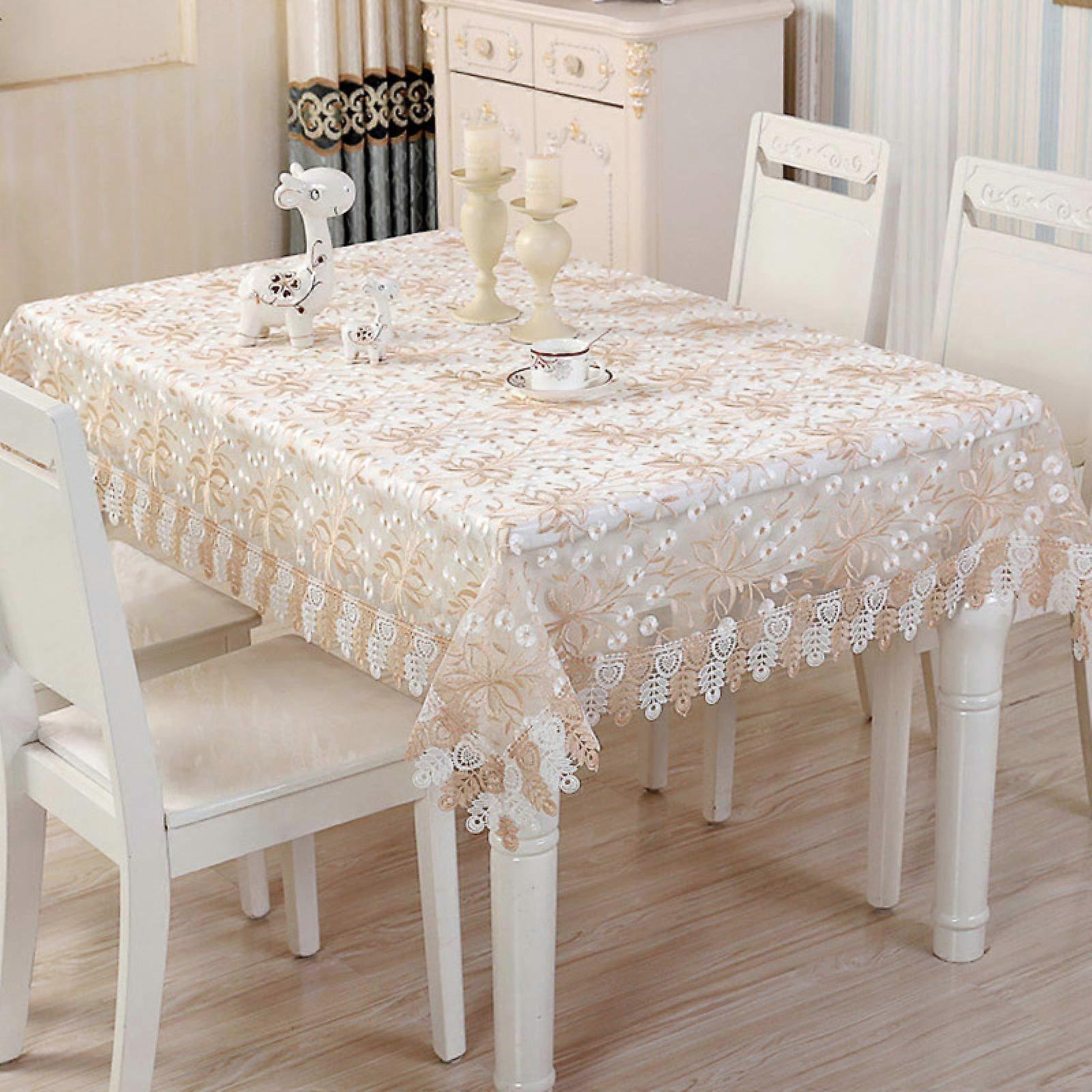 Fabric Tablecloth for Indoor and Outdoor Use, Polyester Tablecloth with Square Tablecloth for Dining Table, Brown, 150 x 150 cm