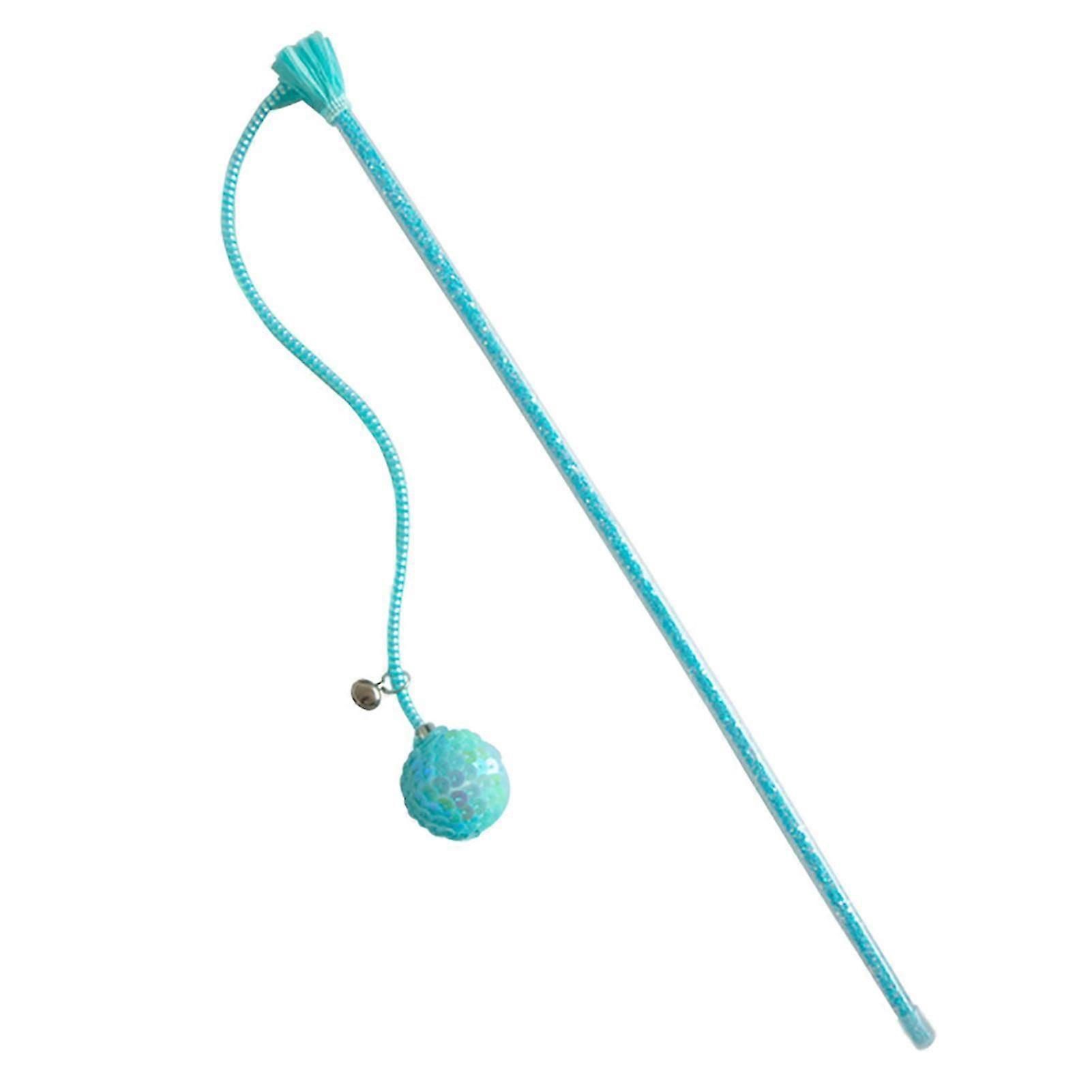 Cat Teaser Stick Interactive Toy with Long Pole Vibrant Color Sequin Design Bite-resistant Funny Pet Interactive Teaser Wand Toy