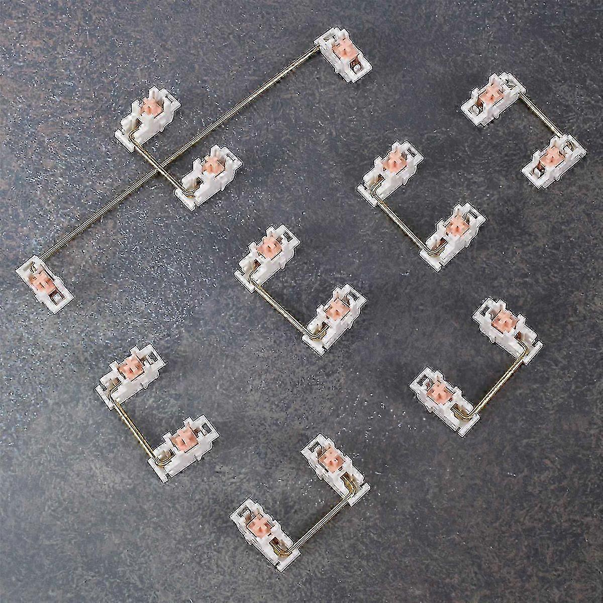 Gold Plated Plate Mounted Stabilizer for Custom Mechanical Keyboard 2U 6.25U (1+7, White Pink)