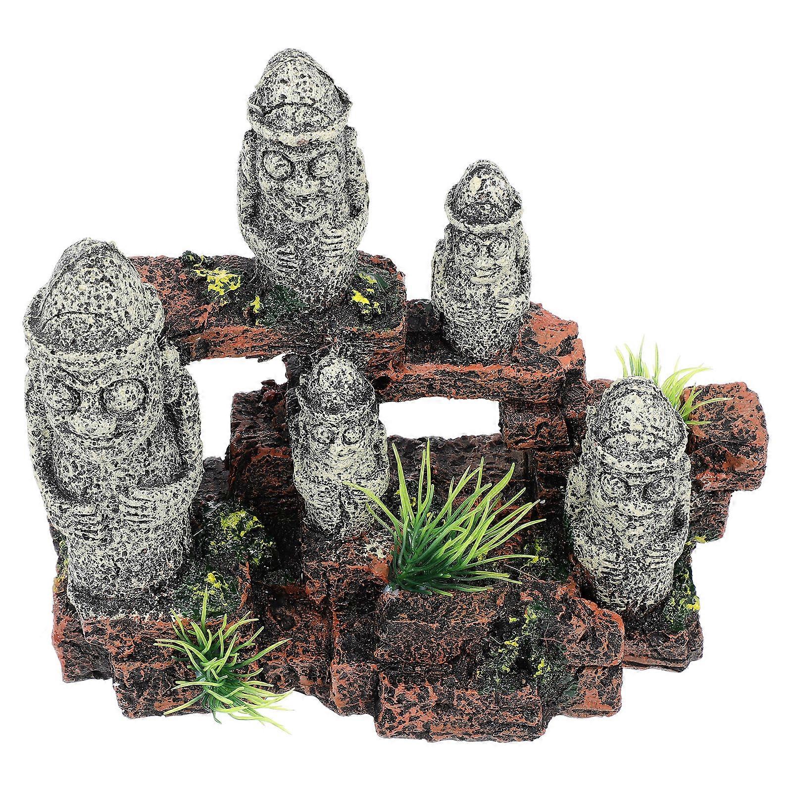 Fish Tank Ornament Aquarium Artificial Stone Multi-Colored 16X7X14CM 1Pack
