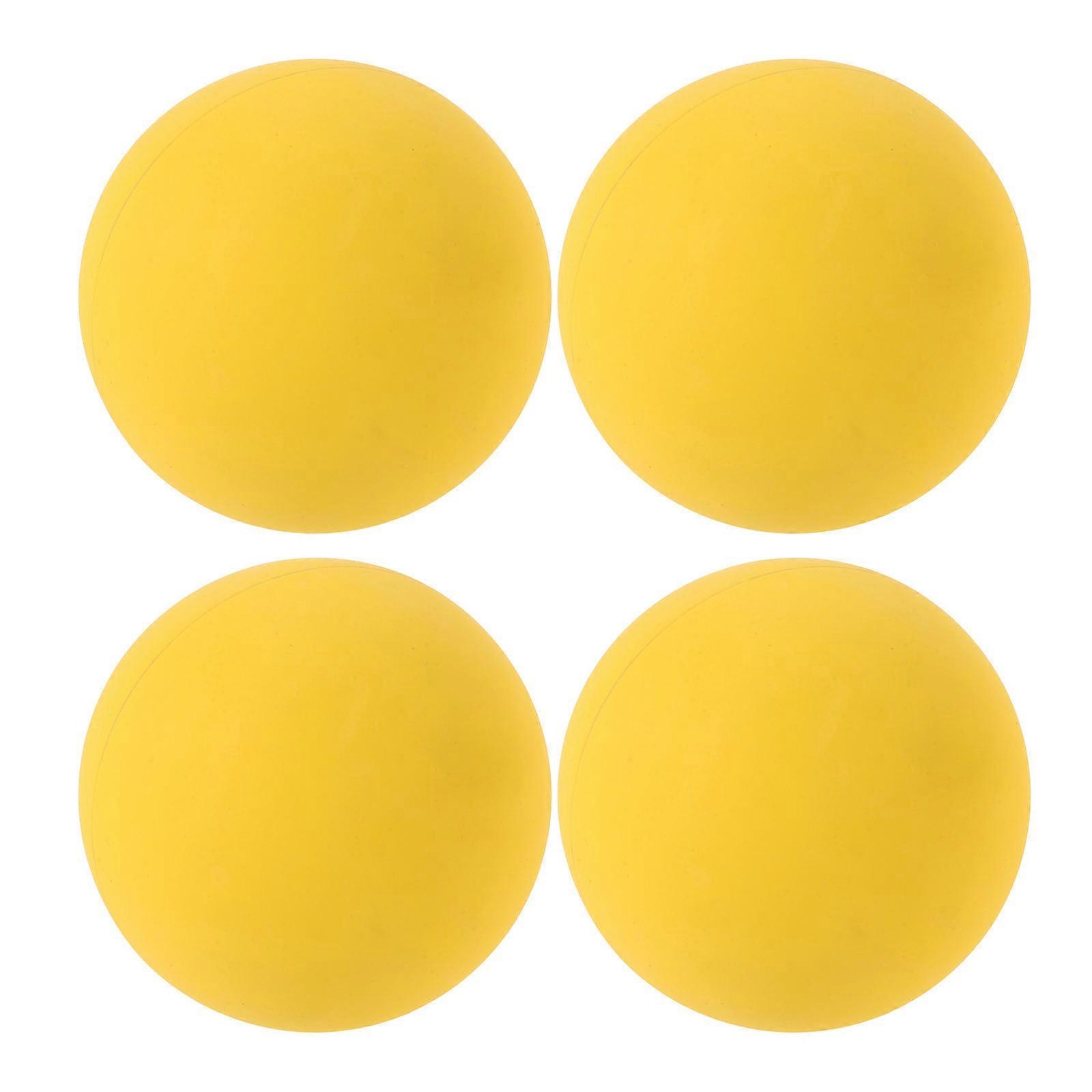 4pcs High Elasticity Yellow Rubber Bouncing Balls for Professional Racket Training with Hollow Core Design for Enhanced Reaction Practice