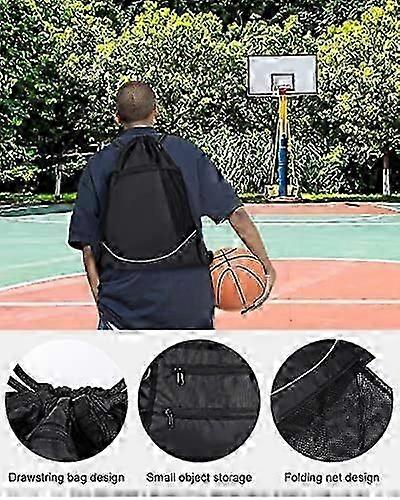 男の子の巾着バスケットボールバックパック、折りたたみ式サッカーバックパックジムバッグ、大容量サッカーバックパック、収納付きボールネット