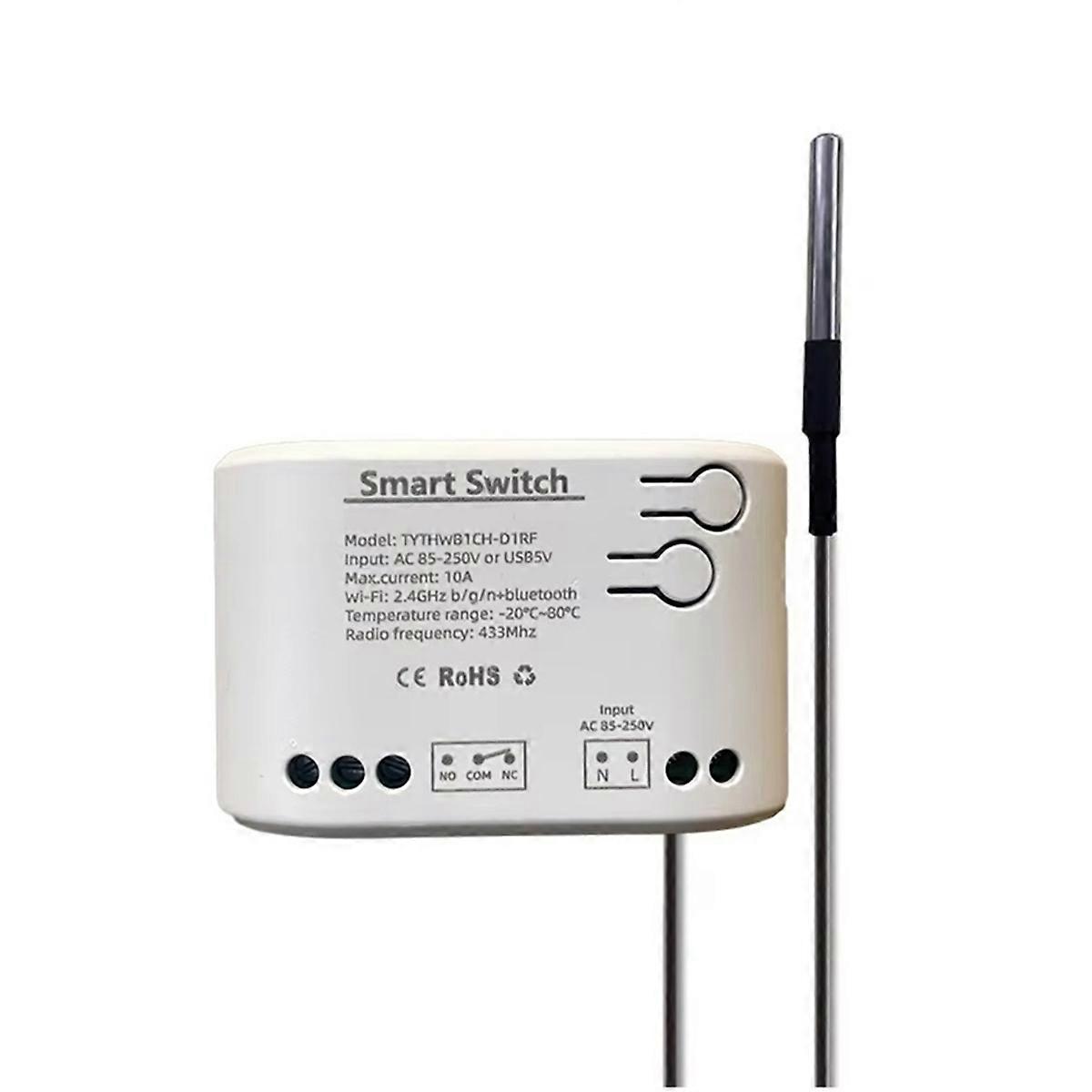 Tuya Smart Life WiFi Switch Relay Temperature Humidity Monitoring Thermostat Sensor Passive Dry Contact Relay AC 85-250V