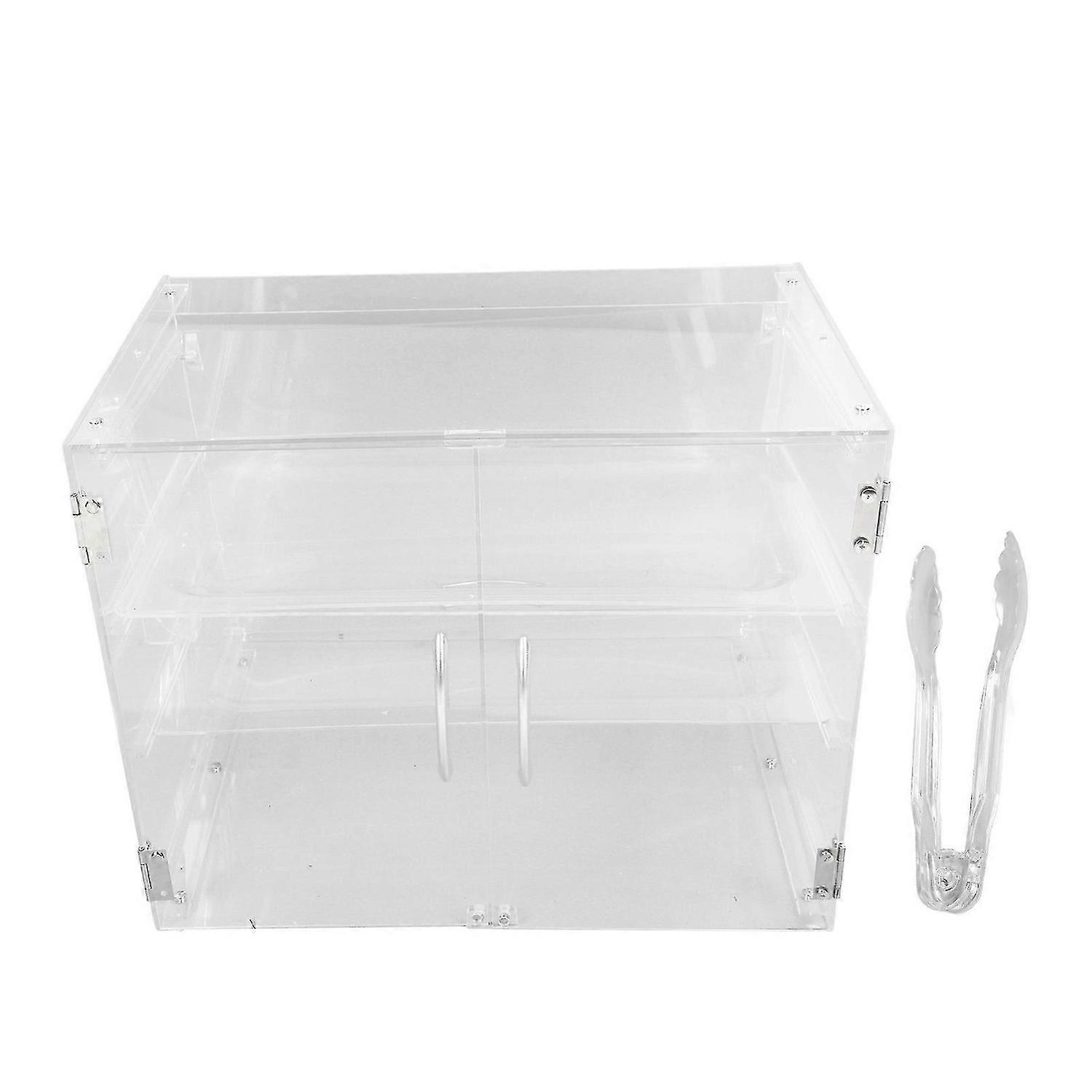 Countertop Bakery Display Case 3 Tier Clear Acrylic Dustproof Removable Cake Bread Showcase for Store
