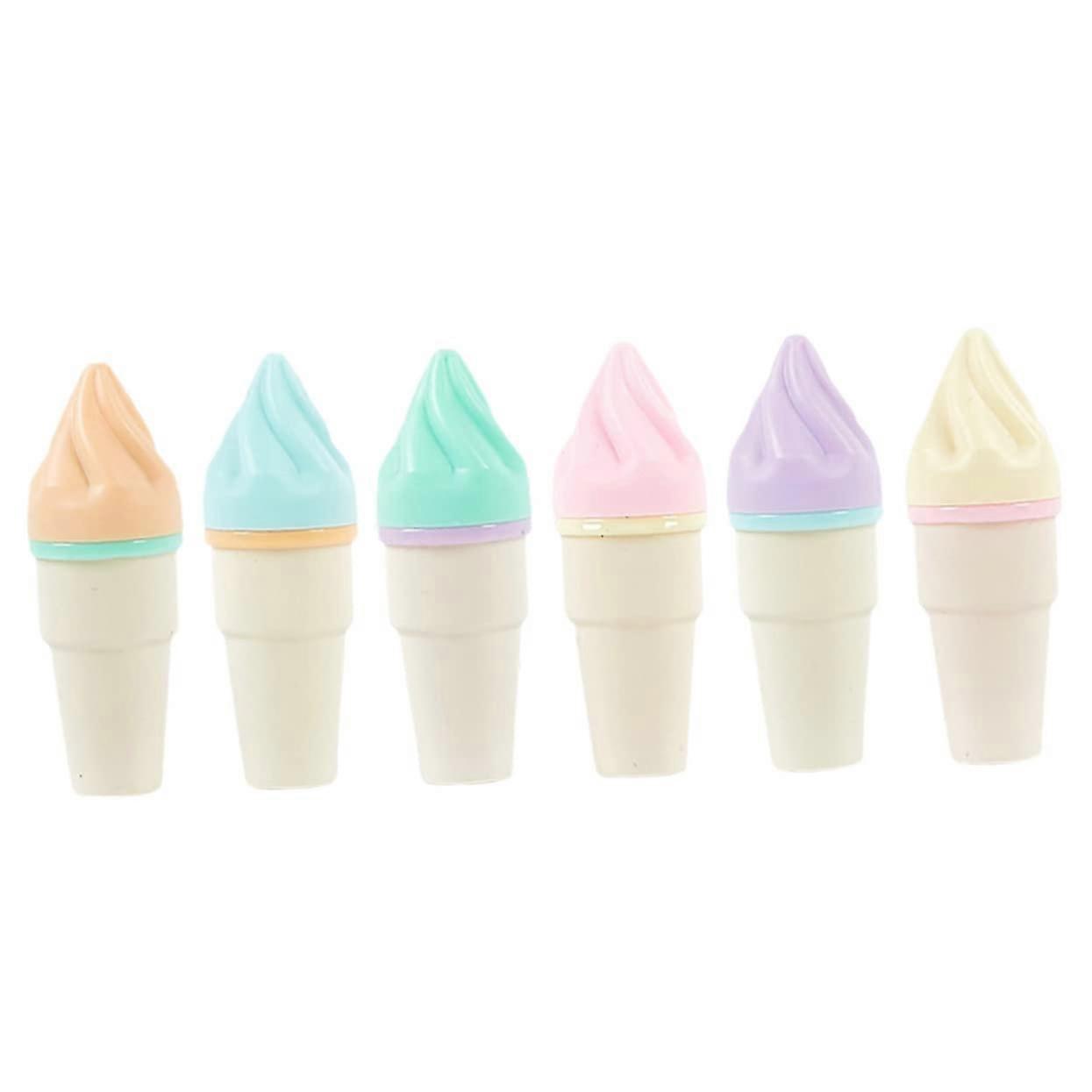 6 Pieces Cartoon Highlighters with Cute Ice Cream Cone Design, Neon Markers for Colorful Drawing, Ideal for School and Leisure Use
