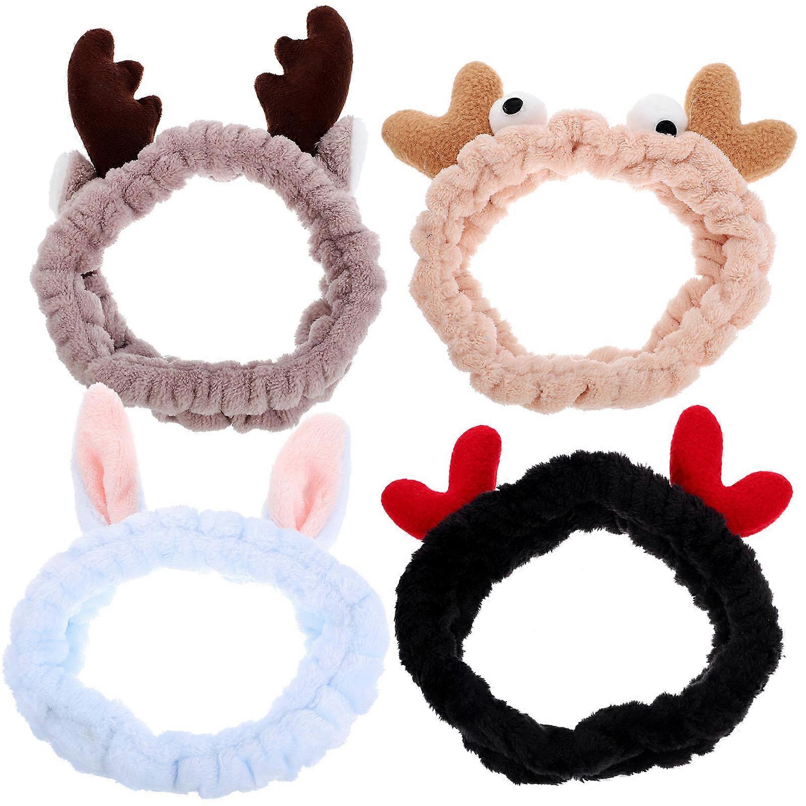 Headband For Face Washing Spa Facial Headband Beige Color Morning Routine 4Pcs