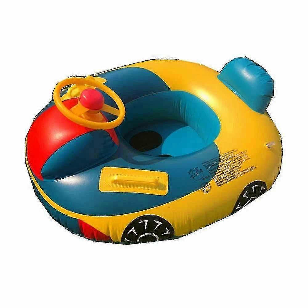 Kids Inflatable Float Air Bed Lake Boat Swimming Floats with 2 Handles Swim Ring for Girls Boys car