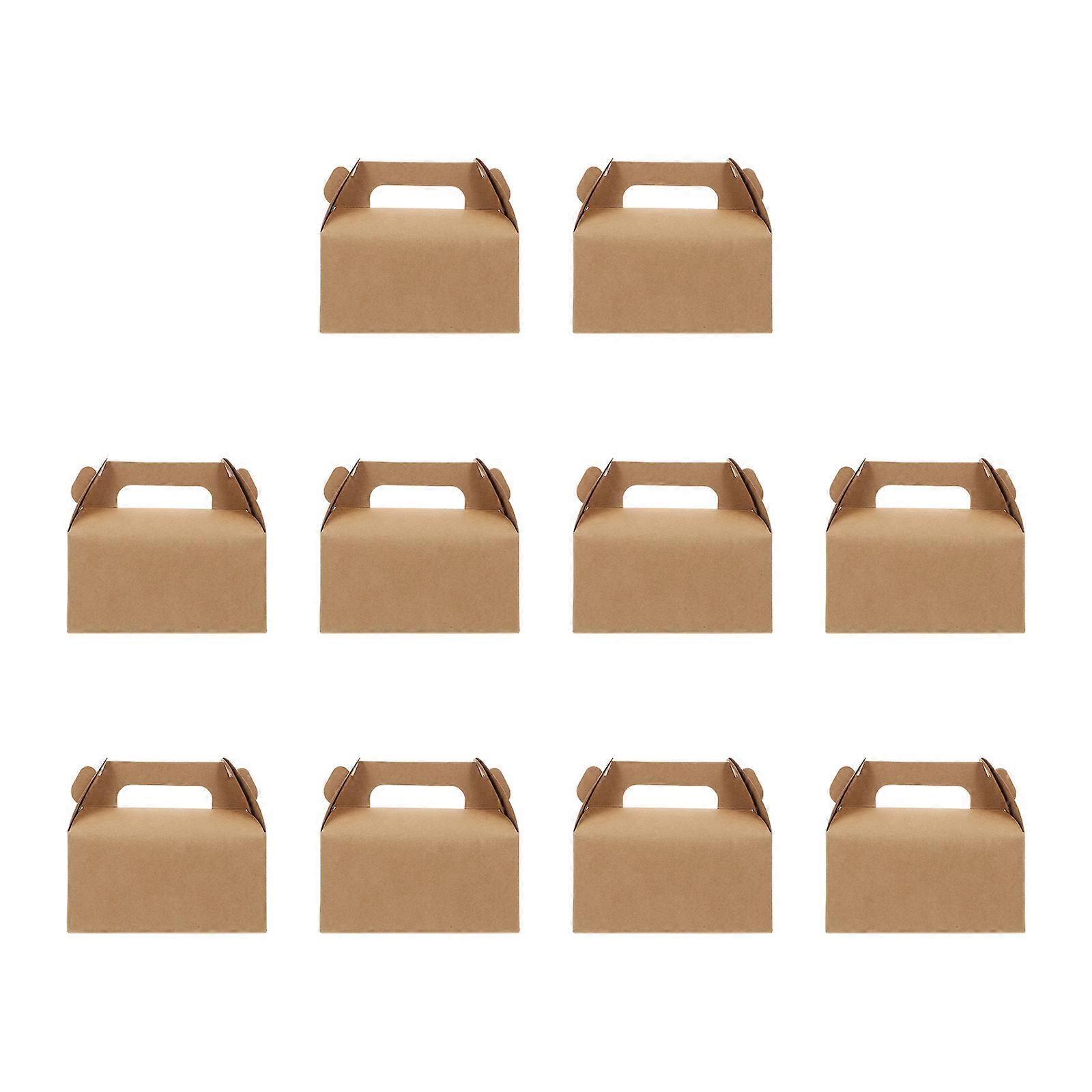 Portable Cake Boxes Rectangular Shape For Baby Showers Simple Design Brown Color 10Set