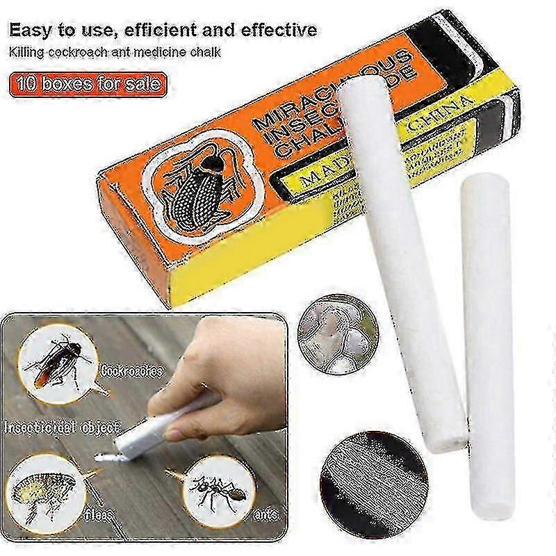 Pack Of 10 Cockroach Repellers Magic Dust Free Chalk For Cockroachs Ants-MXBC