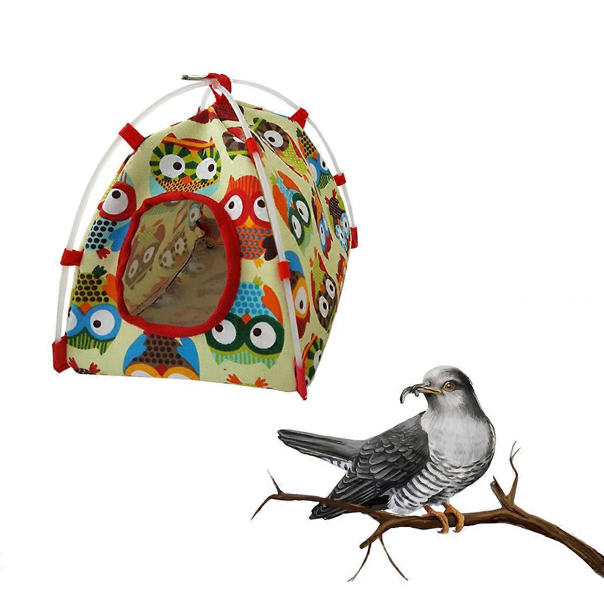 Bird Cuddle Hut Cartoon Bird Parrot Tent House Canvas Fabric Pet Supplies Indoor Use Size L Yellow Warm and Comfortable 1Set