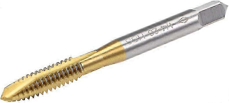 2025 Spiral Point Plug Thread Tap UNC 1/4-20 Thread, Ground Thread H2 3 Flutes, HSS 6542, Titanium Coated, Square End Round Shank