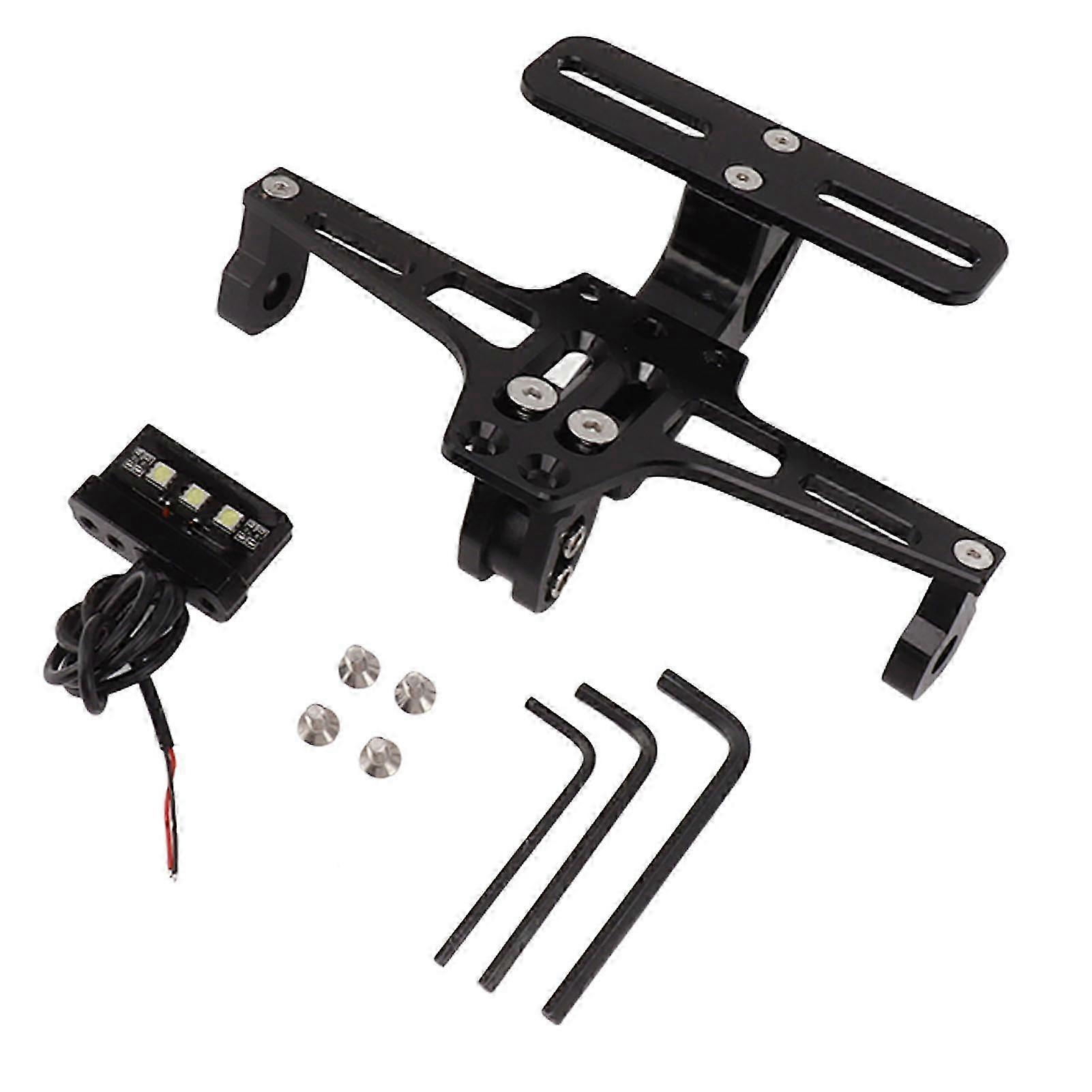 Universal Adjustable Aluminium Alloy Rear License Plate Bracket with Light for Motorcycles