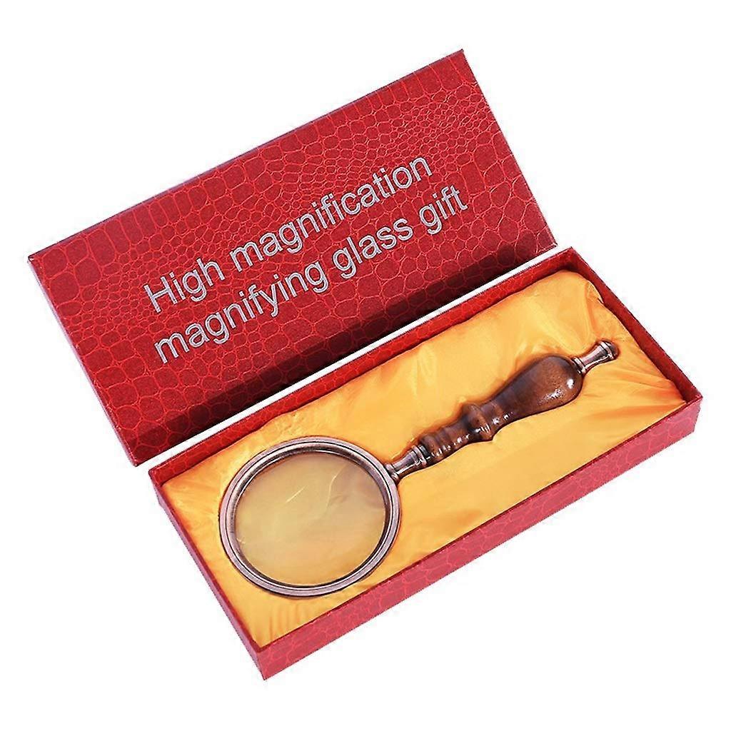 10x Handheld HD Magnifier, High Magnification, Solid Wood Handle, Portable Optical Loupe for Detailed Viewing