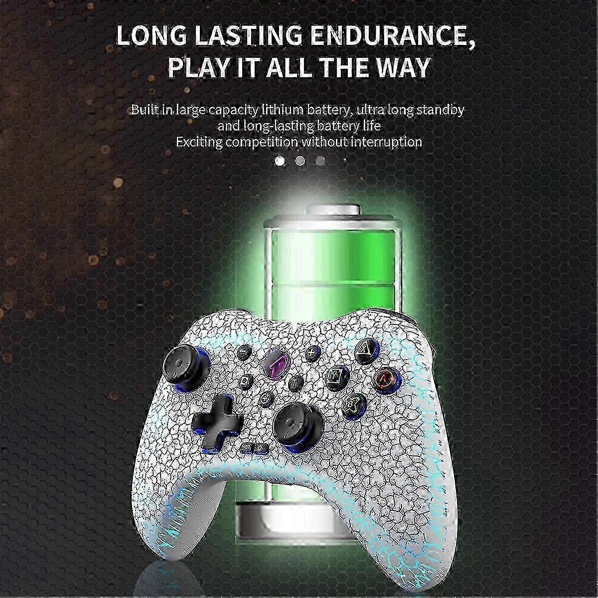 Wireless Game Console Controller with RGB Lighting - 6-Axis Gyro High Precision Bluetooth Gamepad for Switch, Android, iOS & PC
