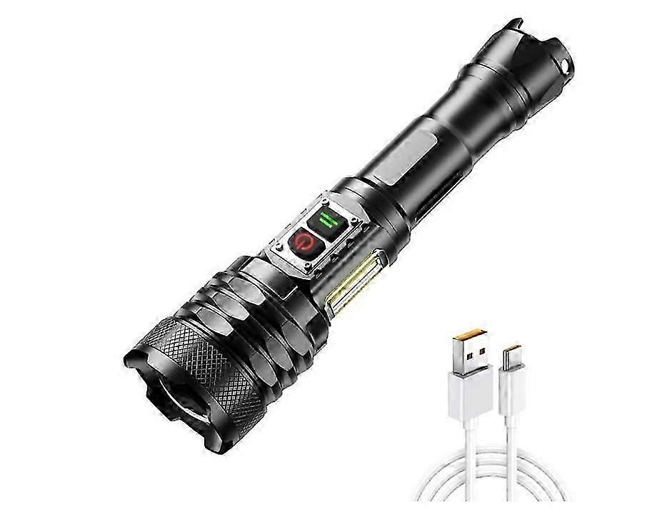 Flashlights, Super Bright LED Flashlight With COB Sidelight, Zoomable Tactical Handheld Flashlight, 9 Modes, Waterproof(Black)