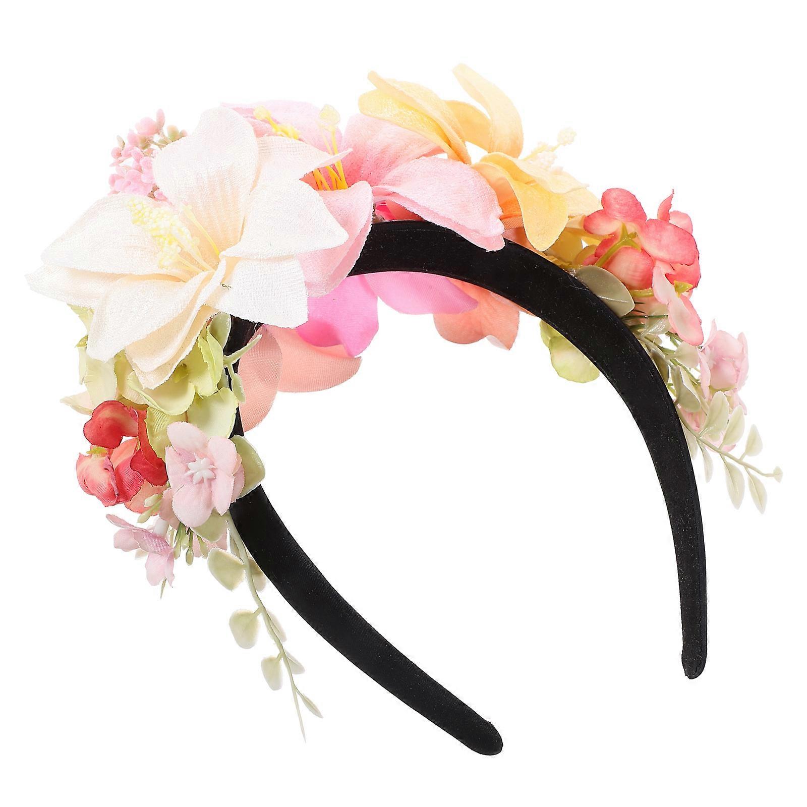 Bridal Hair Band With Flower Design Attractive Multicolored Accessory For Women Ideal For Weddings 1Set
