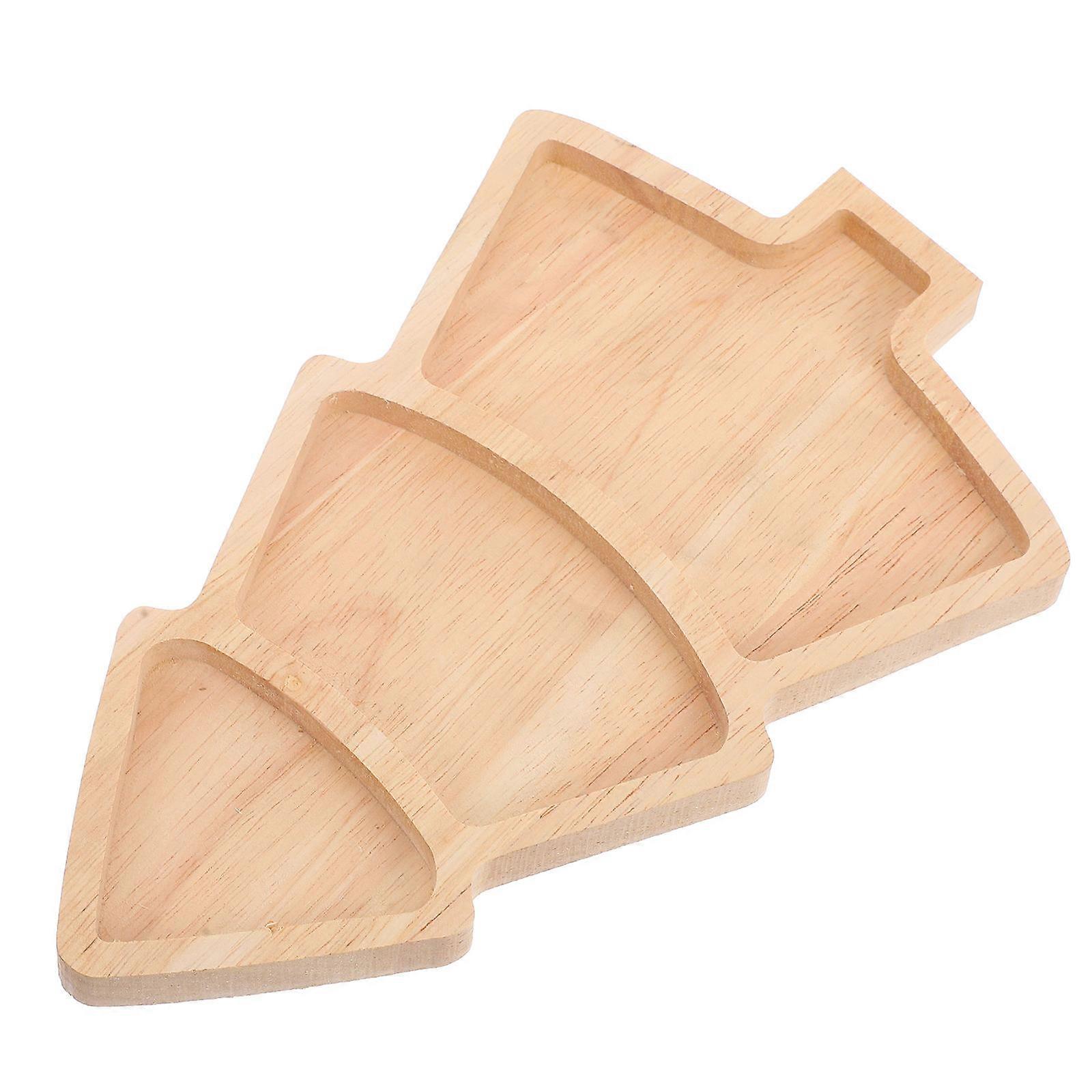 Tree-Shaped Serving Plate Decorative Effect Snack Tray For Parties Family Events Wood 9.3×5.9×0.6in 1Pack