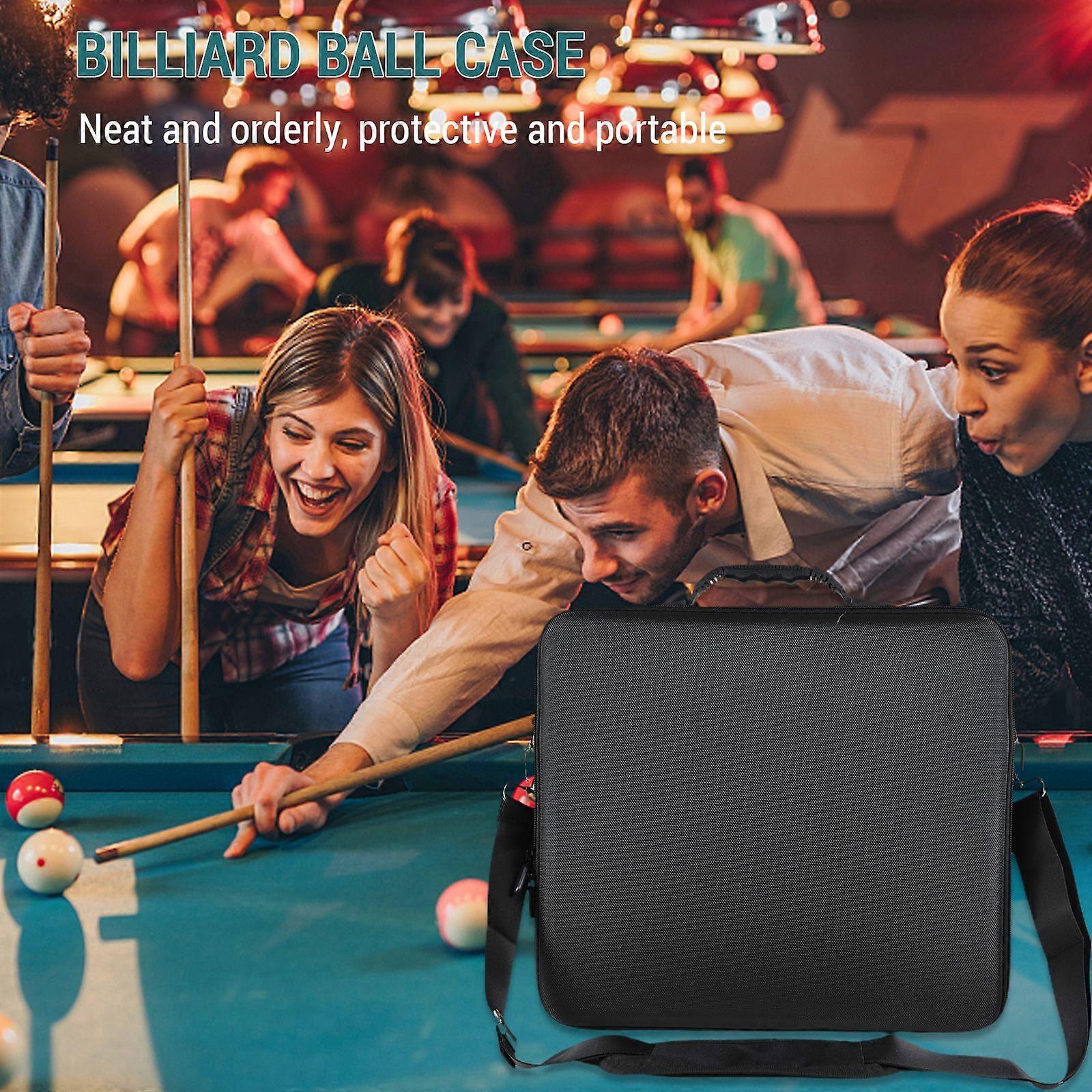 Pool Ball Bag American Black Eight Ball Storage Bag Case Canvas Foam Can Hold 17 American Balls With Plastic Handle and Retractable Strap Billiard Ac