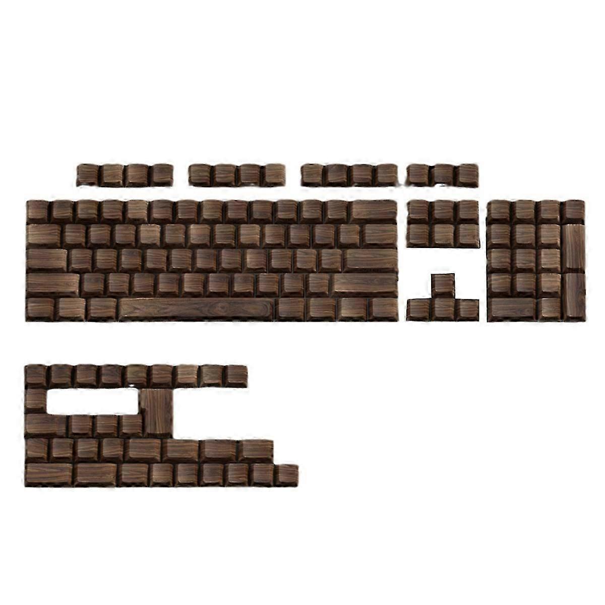 136 Keys Walnut Wood Grain Keycaps Side Print PBT Keycaps Backlit Cherry Profile for MX Switch Mecha