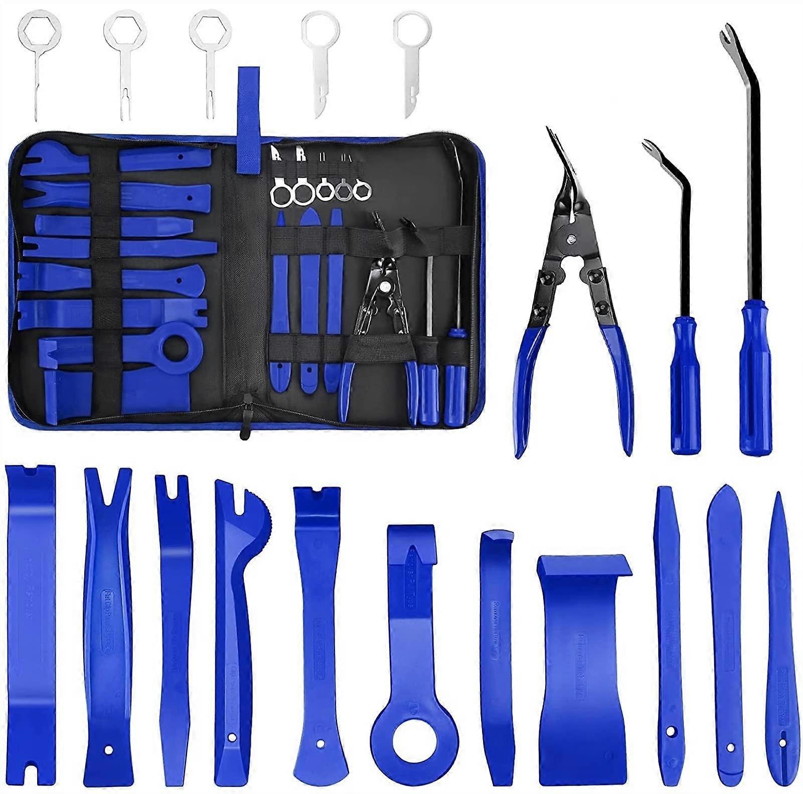 Car Door Clip Panel Trim Dashboard Removal Tool Kit (19 PCS Blue)