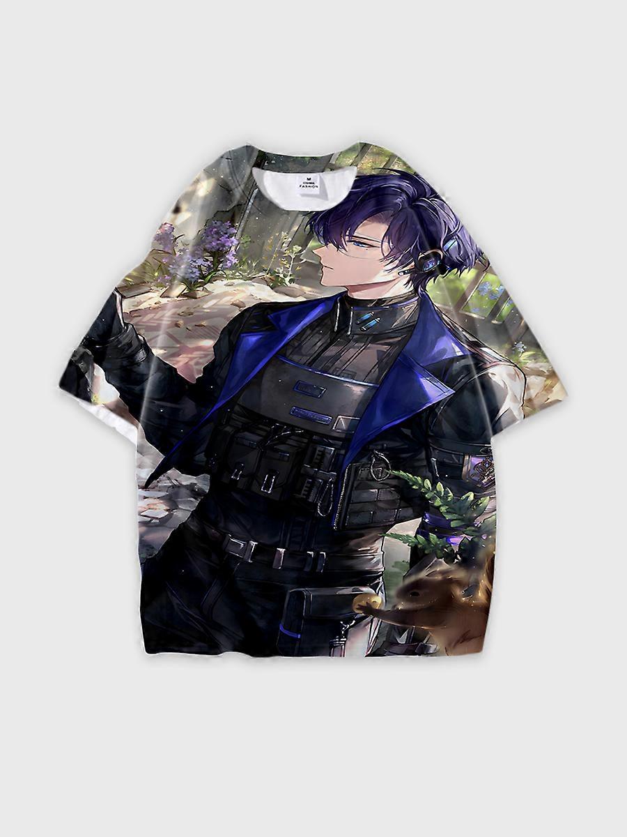 T-shirt round neck Role Pattern loose short sleeve E3473