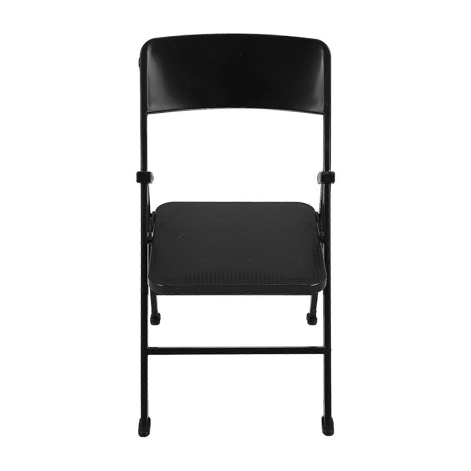 Miniature Folding Chair Model for Decor Black ABS Material Lightweight Easy to Piece